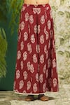 Alaya Advani_Red Cotton And Organza Embroidery Mirror & Strappy Bodice Kurta Palazzo Set _at_Aza_Fashions