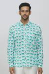 Aryavir Malhotra_White Cotton Hand Printed Camel Shirt_at_Aza_Fashions