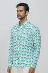 Aryavir Malhotra_White Cotton Hand Printed Camel Shirt_Online_at_Aza_Fashions