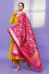 Khwaab by Sanjana Lakhani_Pink Banarasi Art Silk Floret Pattern Dupatta_Online_at_Aza_Fashions