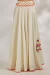 Shop_Gopi Vaid_Ivory Organic Cotton Embroidery Thread V Neck Heer Jacket Kurta With Skirt_Online_at_Aza_Fashions