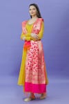 Samyukta Singhania_Pink Banarasi Art Silk Floral Metallic Botanical Woven Dupatta _Online_at_Aza_Fashions