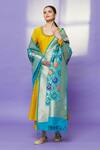 Buy_Naintara Bajaj_Blue Zari, Fringe Botanic Woven Floral Hem Dupatta _Online_at_Aza_Fashions