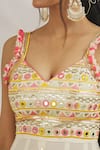 Gopi Vaid_Ivory Organic Cotton Embroidery Thread V Neck Raha Jumpsuit _at_Aza_Fashions