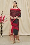 Buy_Khwaab by Sanjana Lakhani_Black Cotton Silk Floral Woven Dupatta _at_Aza_Fashions