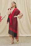Shop_Khwaab by Sanjana Lakhani_Black Cotton Silk Stripe Woven Dupatta _Online_at_Aza_Fashions