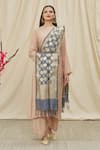 Shop_Samyukta Singhania_Grey Banarasi Art Silk Woven Floral Dupatta _Online_at_Aza_Fashions