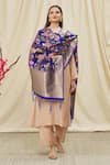 Shop_Khwaab by Sanjana Lakhani_Blue Banarasi Art Silk Flower And Leaf Woven Dupatta _Online_at_Aza_Fashions