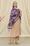 Khwaab by Sanjana Lakhani_Blue Banarasi Art Silk Flower And Leaf Woven Dupatta _Online_at_Aza_Fashions