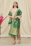 Shop_Khwaab by Sanjana Lakhani_Green Banarasi Art Silk Floral Pattern Dupatta _Online_at_Aza_Fashions