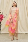 Shop_Khwaab by Sanjana Lakhani_Pink Cotton Silk Floral Woven Dupatta _Online_at_Aza_Fashions