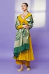 Naintara Bajaj_Green Brocade, Silk Zari, Fringe Botanic Pattern Banarasi Art Dupatta _Online_at_Aza_Fashions