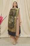 Buy_Khwaab by Sanjana Lakhani_Black Banarasi Art Silk Vine Woven Dupatta _at_Aza_Fashions