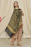 Khwaab by Sanjana Lakhani_Black Banarasi Art Silk Vine Woven Dupatta _Online_at_Aza_Fashions