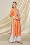 Shop_Gopi Vaid_Orange Tussar Silk Embellished Tilla Round Neckline Tunic _Online_at_Aza_Fashions