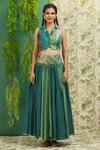 Shop_Alaya Advani_Green Muslin Silk And Embroidery Floral Straight Blouse & Lehenga Set 