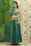 Buy_Alaya Advani_Green Muslin Silk And Embroidery Floral Straight Blouse & Lehenga Set _Online_at_Aza_Fashions