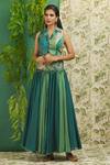 Shop_Alaya Advani_Green Muslin Silk And Embroidery Floral Straight Blouse & Lehenga Set _Online_at_Aza_Fashions