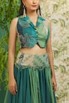 Alaya Advani_Green Muslin Silk And Embroidery Floral Straight Blouse & Lehenga Set _at_Aza_Fashions