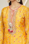 Gopi Vaid_Orange Tussar Silk Embellished Floral Round Rashida Pattern Tunic _at_Aza_Fashions