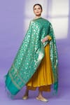 Naintara Bajaj Green Zari, Fringe Botanic Woven Banarasi Art Silk Dupatta Online at Aza Fashions Naintara Bajaj_Green Zari, Fringe Botanic Woven Banarasi Art Silk Dupatta _Online_at_Aza_Fashions