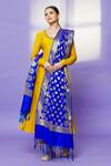 Shop Naintara Bajaj Blue Chanderi Silk Floral Pattern Dupatta Online at Aza Fashions Shop_Naintara Bajaj_Blue Chanderi Silk Floral Pattern Dupatta _Online_at_Aza_Fashions