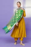 Khwaab by Sanjana Lakhani_Green Chanderi Silk Floral Woven Dupatta _Online_at_Aza_Fashions