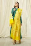 Naintara Bajaj_Yellow Brocade Zari, Fringe Floral Woven Banarasi Art Silk Dupatta_Online_at_Aza_Fashions