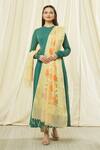 Shop_Khwaab by Sanjana Lakhani_Beige Cotton, Silk Embroidery Floral Pattern Dupatta With Fringe Hem _Online_at_Aza_Fashions