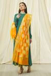 Shop_Naintara Bajaj_Yellow Cotton, Silk Embroidery Floral Circular Pattern Dupatta _Online_at_Aza_Fashions