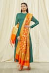 Buy_Samyukta Singhania_Orange Banarasi Art Silk Woven Floral Geometric Pattern Dupatta _Online_at_Aza_Fashions