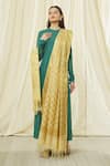 Shop_Khwaab by Sanjana Lakhani_Beige Brocade Embroidery Floral Circular Pattern Dupatta _Online_at_Aza_Fashions
