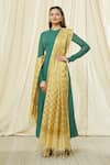 Khwaab by Sanjana Lakhani_Beige Brocade Embroidery Floral Circular Pattern Dupatta _Online_at_Aza_Fashions