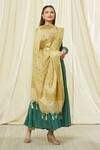 Shop_Khwaab by Sanjana Lakhani_Beige Chanderi Silk Floral Pattern Banarasi Dupatta _Online_at_Aza_Fashions