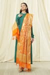 Samyukta Singhania_Orange Banarasi Art Silk Woven Floral Pattern Dupatta _Online_at_Aza_Fashions