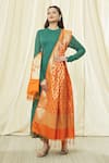 Samyukta Singhania_Orange Banarasi Art Silk Woven Floral Pattern Dupatta _Online_at_Aza_Fashions