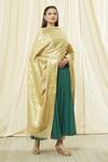 Naintara Bajaj Beige Brocade, Silk Fringe, Zari Floral Woven Banarasi Art Dupatta Online at Aza Fashions Naintara Bajaj_Beige Brocade, Silk Fringe, Zari Floral Woven Banarasi Art Dupatta_Online_at_Aza_Fashions