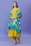 Shop_Samyukta Singhania_Blue Cotton, Silk Fringe Mandala Woven Pattern Dupatta _Online_at_Aza_Fashions