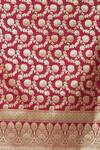 Buy_Naintara Bajaj_Maroon Brocade Zari, Fringe Banarasi Art Silk Floral Woven Dupatta_Online_at_Aza_Fashions
