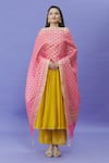 Shop_Naintara Bajaj_Pink Cotton, Silk Geometric Pattern Dupatta _Online_at_Aza_Fashions