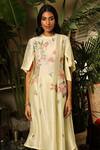 Sahil Kochhar_Yellow Chanderi Embroidery Garden Round Azra Tunic  _Online_at_Aza_Fashions