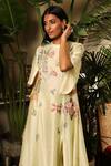 Shop_Sahil Kochhar_Yellow Chanderi Embroidery Garden Round Azra Tunic  _Online_at_Aza_Fashions
