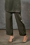 Buy_Aditi Somani_Green Silk Suede Hand Embroidered Beads Collared Neck Shirt And Straight Pant Set _Online_at_Aza_Fashions