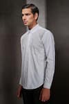 Rohit Gandhi + Rahul Khanna_White Cotton Embroidered Dori Work Handcrafted Shirt _Online_at_Aza_Fashions