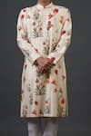 Balance by Rohit Bal_Ivory Chanderi Silk Printed Botanic Kurta Set _Online_at_Aza_Fashions