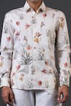 Balance by Rohit Bal_Ivory Poplin Satin Printed Botanic Fitted Shirt _Online_at_Aza_Fashions