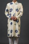 Balance by Rohit Bal_Ivory Chanderi Silk Printed Botanical Kurta Set _Online_at_Aza_Fashions