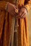 Buy_Taisha_Gold Pure Kadwa Silk Hand Embroidered Floral Pattern Deep Scoop Woven Jacket _Online_at_Aza_Fashions