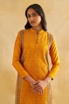 Buy_Taisha_Yellow Silk Sequins, Embroidery Bandeau Neck Thread Work Kurta And Pant Set _Online_at_Aza_Fashions