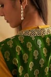 Taisha_Green Silk, Mohair Embroidery, Beads, Handwoven Reversible Jacket Kurta Set _Online_at_Aza_Fashions